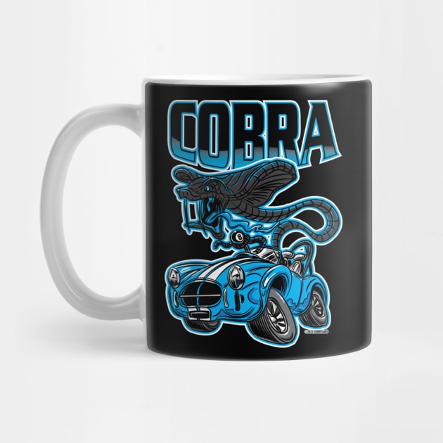 Black Cobra Snake driving a Blue Cobra Race Car by eShirtLabs